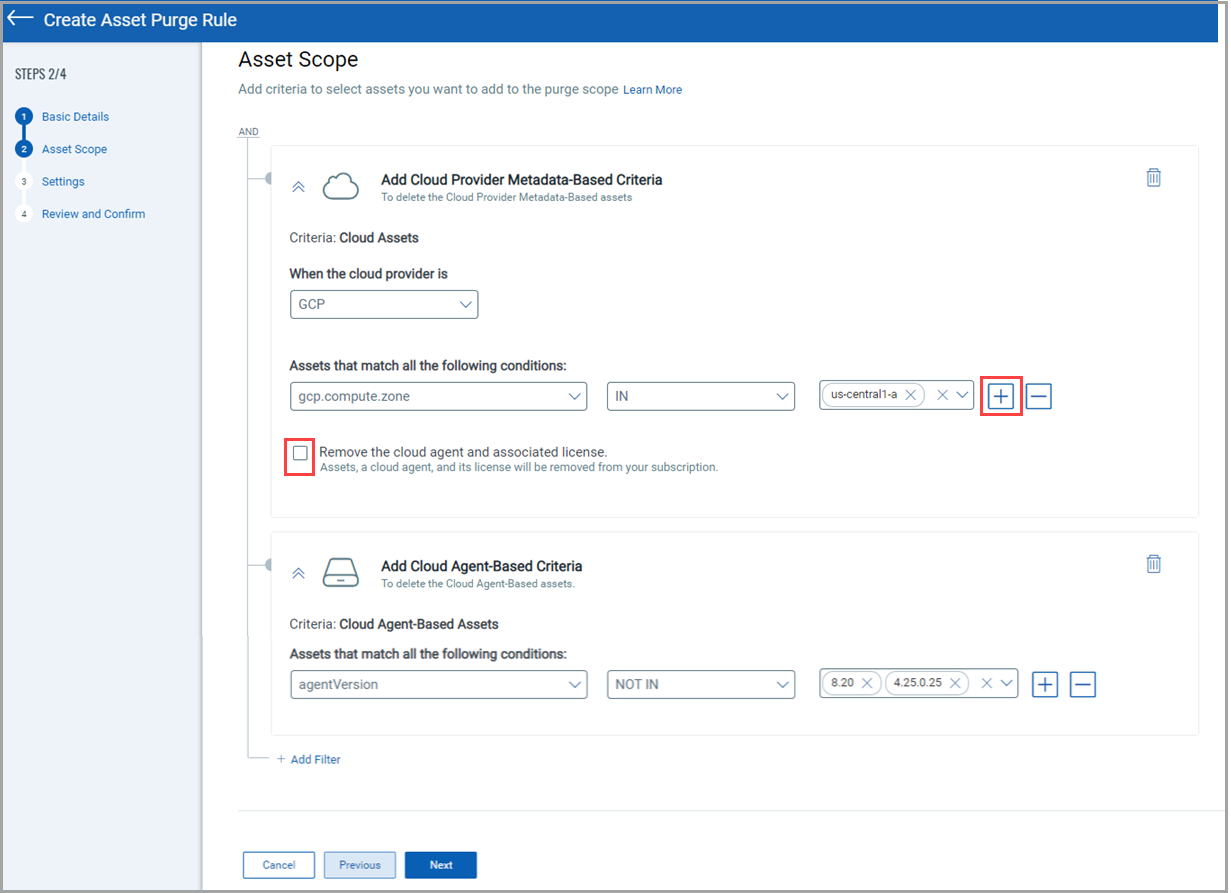 Asset scope selection option 2.